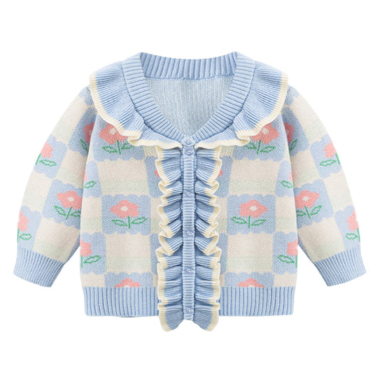 Baby Kid Girls Flower Cartoon Crochet Cardigan