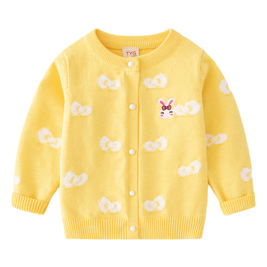 Baby Kid Girls Cartoon Bow Crochet Cardigan