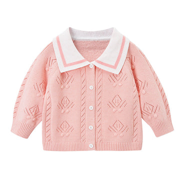 Baby Kid Girls Striped Crochet Cardigan