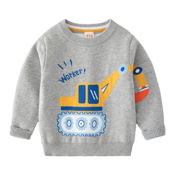 Baby Kid Boys Letters Car Cartoon Sweaters Knitwear