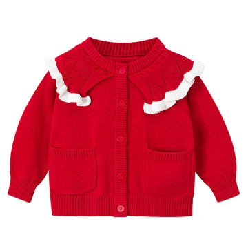 Baby Kid Girls Color-blocking Crochet Cardigan Knitwear