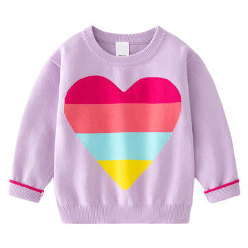 Baby Kid Girls Striped Love heart Sweaters