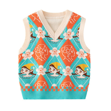 Baby Kid Girls Cartoon Crochet Vests Waistcoats