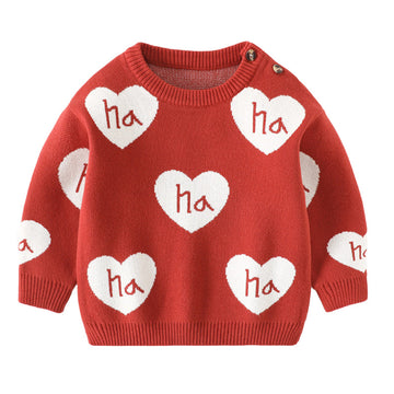 Baby Kid Unisex Letters Love heart Sweaters