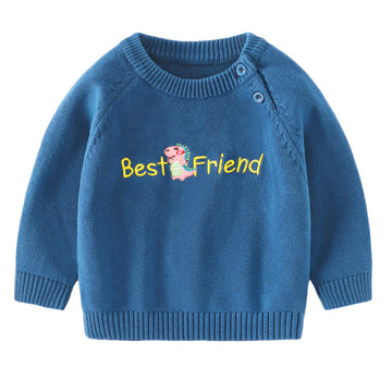 Baby Kid Unisex Dinosaur Embroidered Sweaters