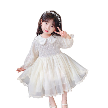 Kid Girls Solid Color Lace Dresses