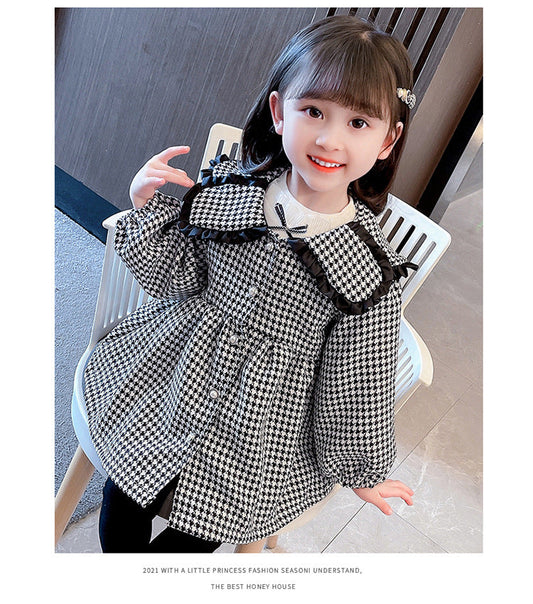 Baby Kid Girls Houndstooth Coats