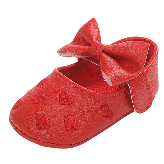 Cute Girls Love heart Bow Embroidered Shoes