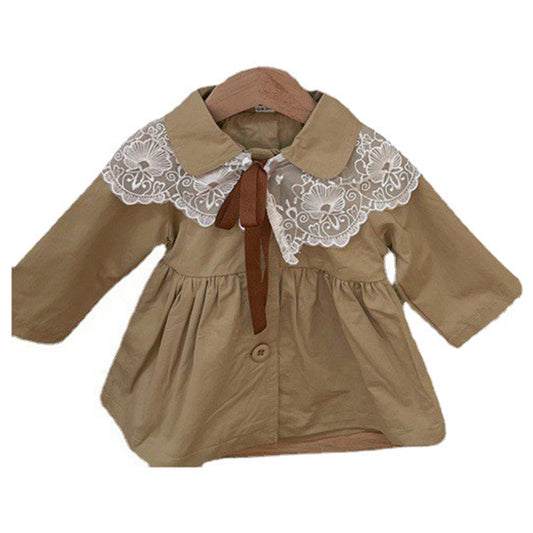 Baby Kid Girls Solid Color Lace Coats