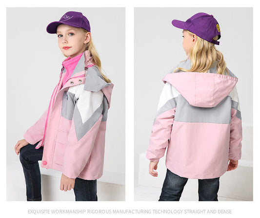 Kid Big Kid Girls Color-blocking Jackets And Solid Color Outwears