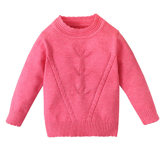 Baby Kid Girls Solid Color Crochet Sweaters Knitwear