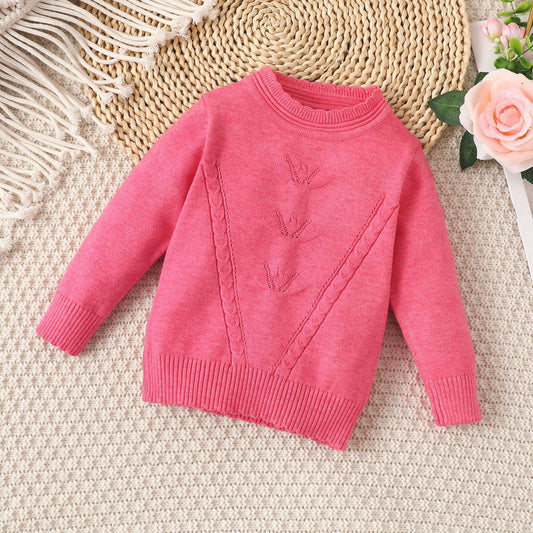 Baby Kid Girls Solid Color Crochet Sweaters Knitwear