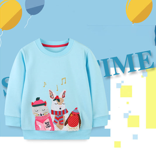 Baby Kid Girls Cartoon Embroidered Hoodies Swearshirts