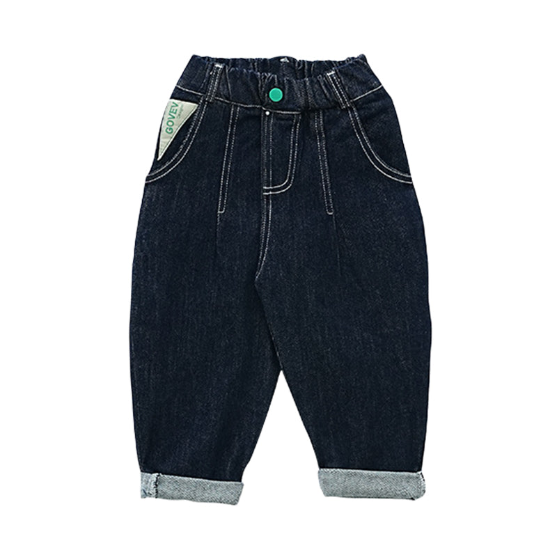 Baby Kid Unisex Solid Color Alphabet Pants Jeans