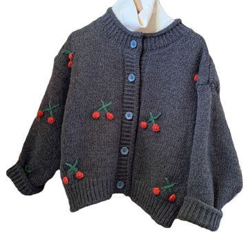 Baby Kid Girls Fruit Embroidered Cardigan