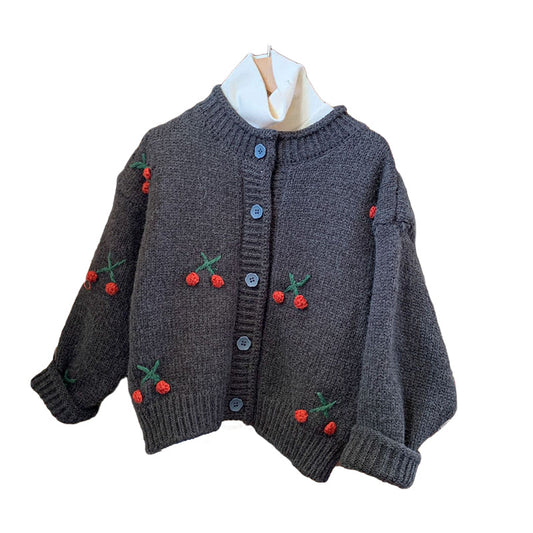 Baby Kid Girls Fruit Embroidered Cardigan