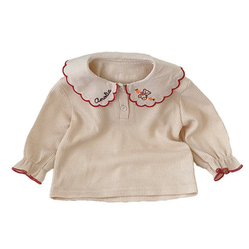 Baby Kid Girls Cartoon Embroidered Tops