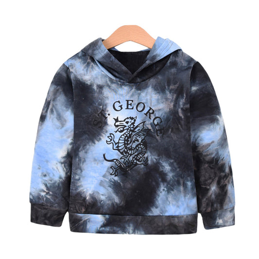 Baby Kid Unisex Letters Tie Dye Cartoon Hoodies Swearshirts