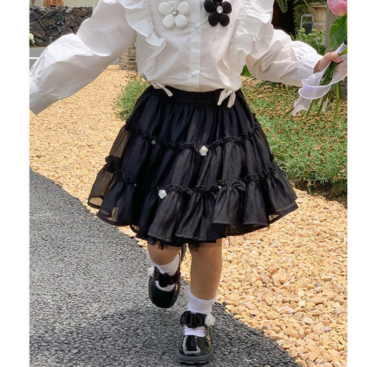 Baby Kid Girls Solid Color Flower Skirts