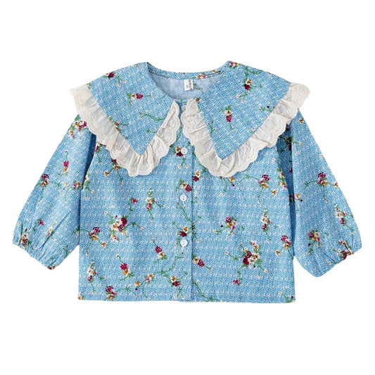 Baby Kid Girls Flower Lace Embroidered Tops