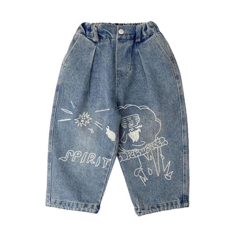 Baby Kid Unisex Letters Cartoon Pants