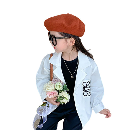 Baby Kid Unisex Solid Color Embroidered Shirts