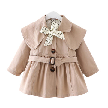 Baby Kid Girls Solid Color Ribbon Coats