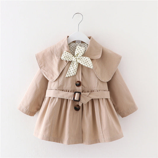 Baby Kid Girls Solid Color Ribbon Coats