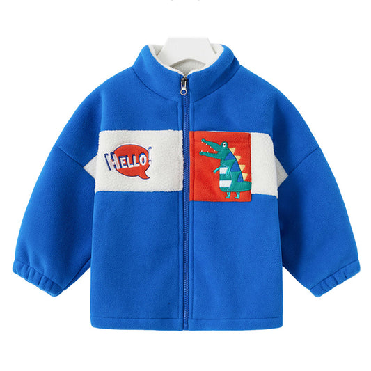 Baby Kid Boys Color-blocking Dinosaur Cartoon Jackets Outwears