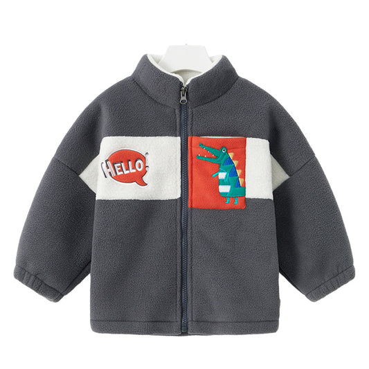 Baby Kid Boys Color-blocking Dinosaur Cartoon Jackets Outwears