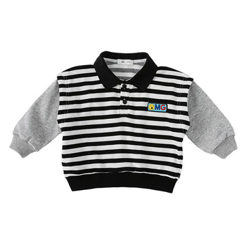 Baby Kid Unisex Striped Letters Color-blocking Polo Shirts