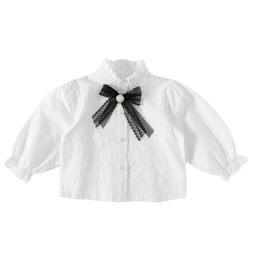 Baby Kid Girls Solid Color Bow Shirts