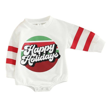 Cute Baby Boys Letters Print Christmas Rompers