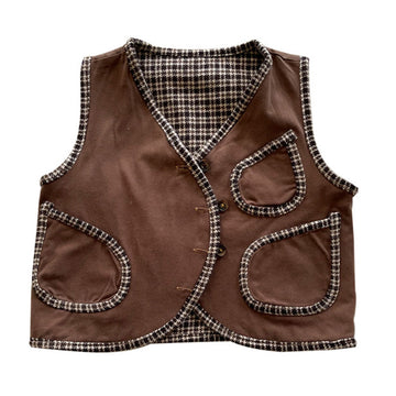 Baby Kid Girls Houndstooth Vests Waistcoats