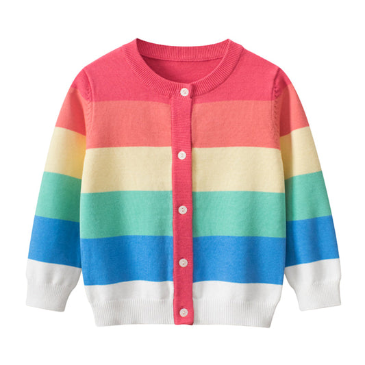 Baby Kid Girls Rainbow Crochet Cardigan