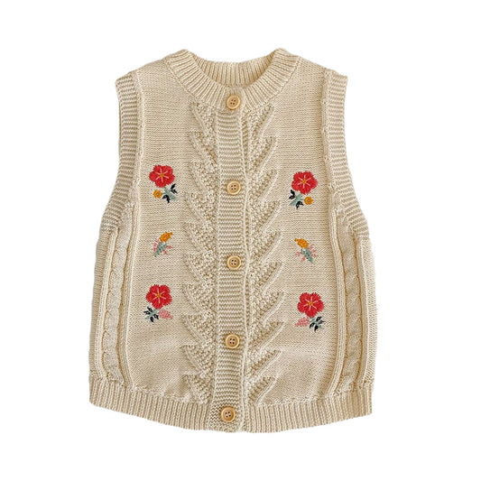 Baby Kid Girls Flower Crochet Vests Waistcoats