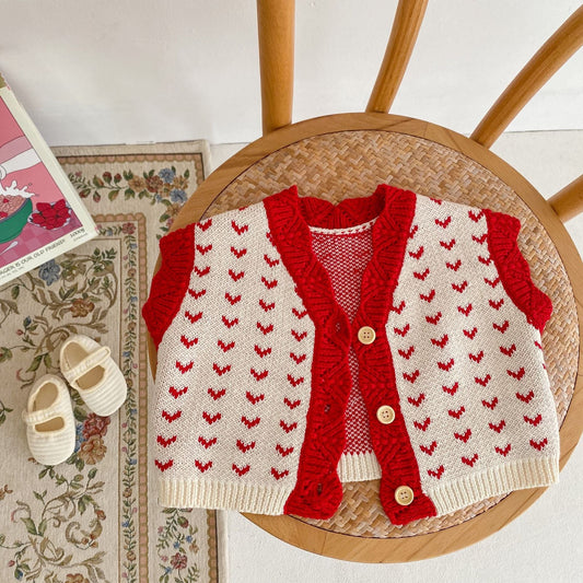 Baby Kid Girls Color-blocking Crochet Vests Waistcoats