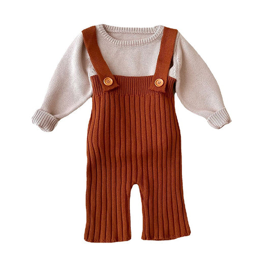 Cute Baby Kid Girls Solid Color Knitwear Jumpsuits