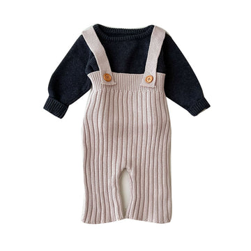 Cute Baby Kid Girls Solid Color Knitwear Jumpsuits