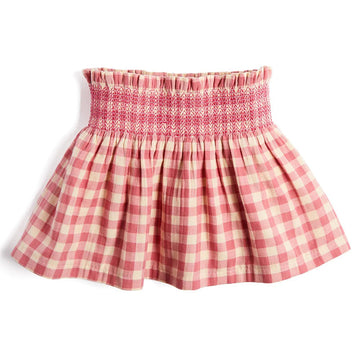 Baby Kid Girls Color-blocking Tops And Checked Skirts