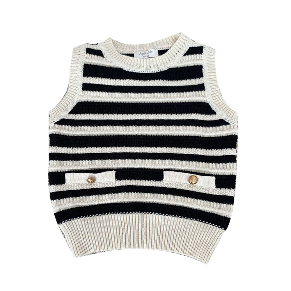 Baby Kid Girls Striped Crochet Vests Waistcoats