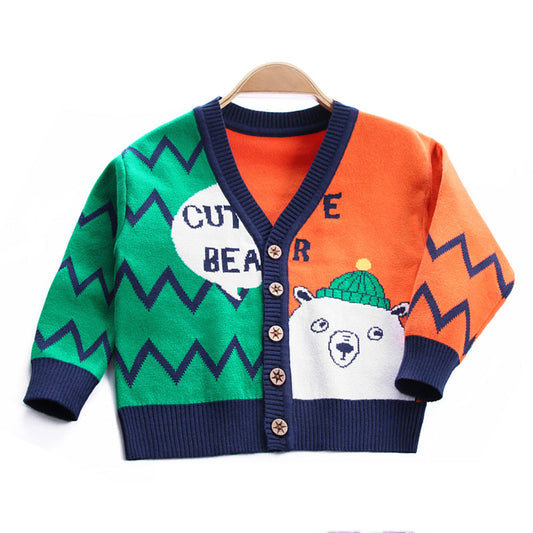 Baby Kid Boys Letters Animals Cartoon Crochet Cardigan