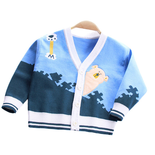 Baby Kid Unisex Color-blocking Animals Cartoon Crochet Cardigan