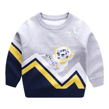 Baby Kid Boys Color-blocking Animals Cartoon Sweaters