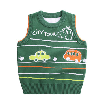 Baby Kid Boys Striped Cartoon Vests Waistcoats