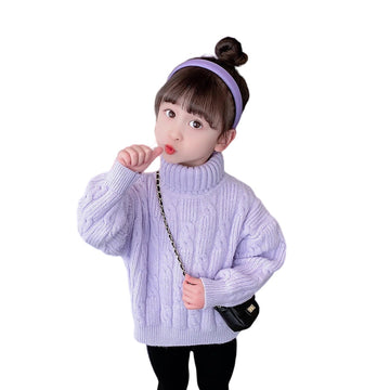 Baby Kid Girls Solid Color Sweaters Knitwear