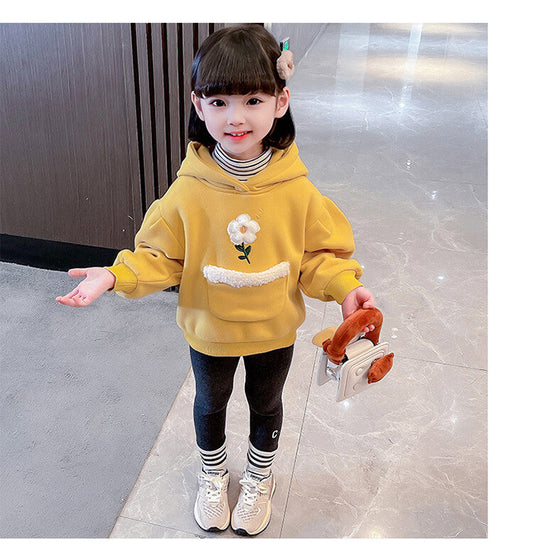 Baby Kid Girls Flower Embroidered Hoodies Swearshirts