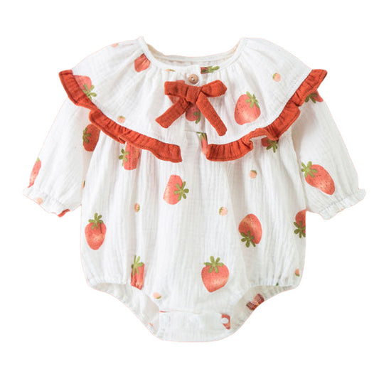 Cute Baby Girls Fruit Print Rompers Sleepwears