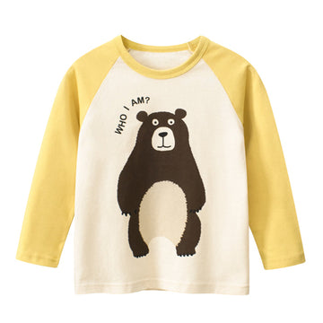 Baby Kid Boys Letters Color-blocking Cartoon Print Tops