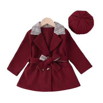 Baby Kid Girls Color-blocking Checked Coats